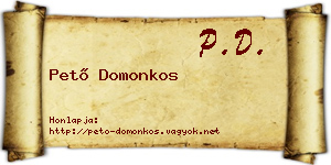 Pető Domonkos névjegykártya